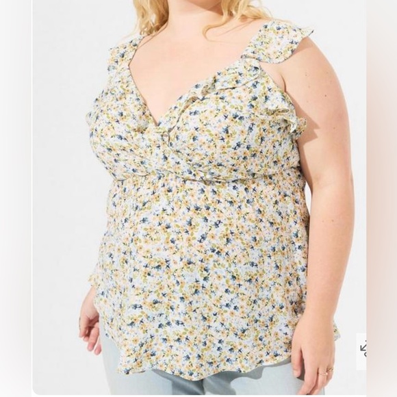 torrid Tops - Torrid Peplum Georgette Ruffle Surplice Tank Top